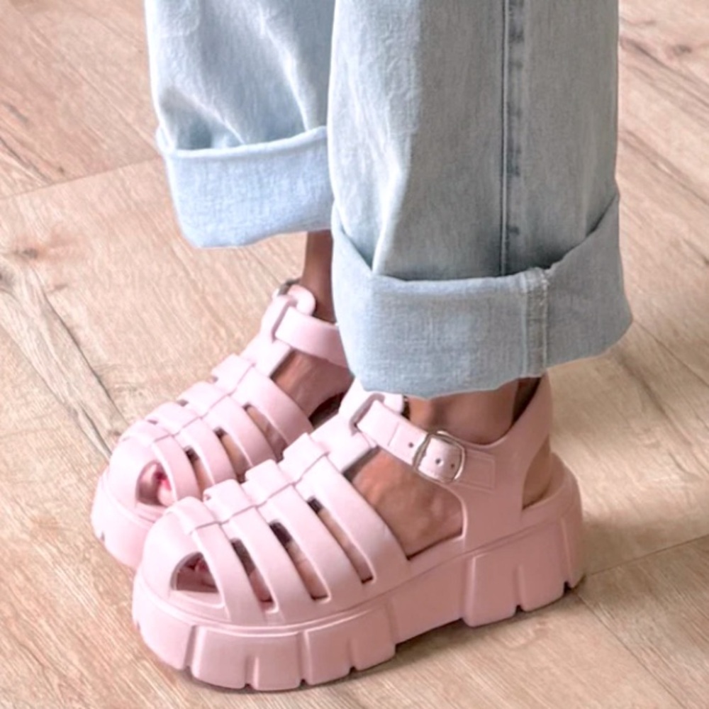 Rubber Platform Sandals - Size 8
